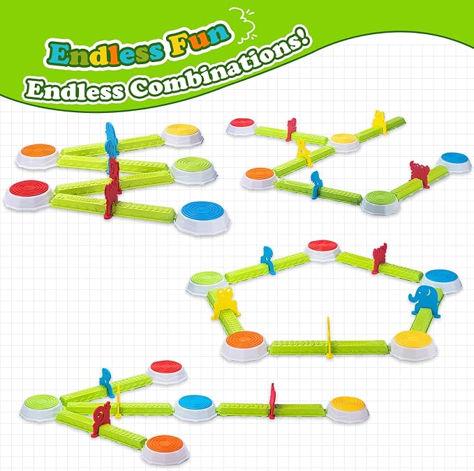 Light Up Stepping Stones for Kids, 15 piece Balance Beams Toddler Stepping Stones Obstacle Course Sensory Toys with Game Spinner and Card for Indoor Outdoor Toys Gifts for 3 4 5 6 7 8 9 Years Old Kids