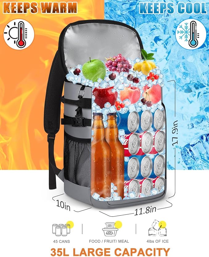 Capolo Cooler Backpack Insulated Waterproof for Women Men,36/45 Cans Lunch Backpack Coolers Leak Proof Soft Cooler Bag Ice Chest for Camping Beach