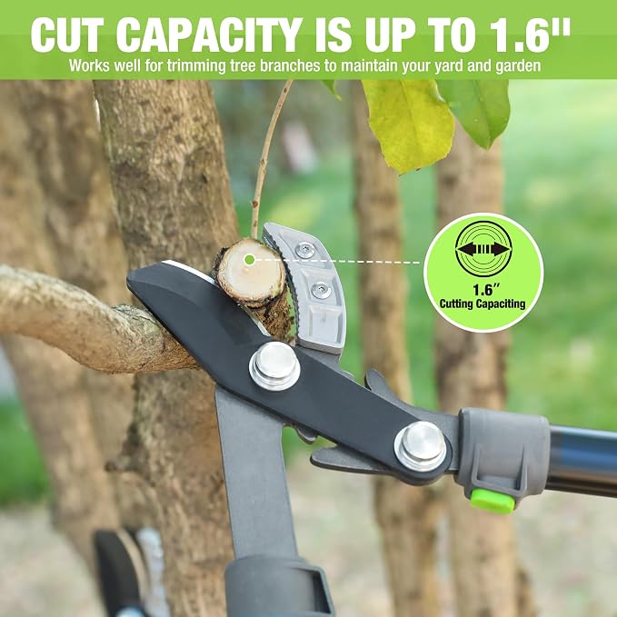 WORKPRO Extendable Anvil Lopper with Geared Mechanism, 25-37"" Branch Cutter with 1.6"" Cutting Capacity, Heavy Duty Garden Tree Trimmer with Steel Blade