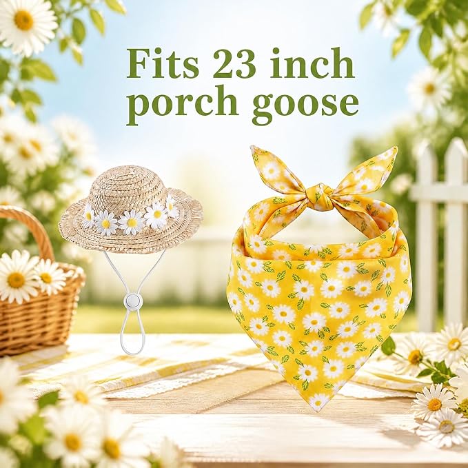 Summer Porch Goose Outfits Clothes with Hat for Holiday Party Decor Lawn 23 inch Porch Goose Costume Clothing for Patio Yard