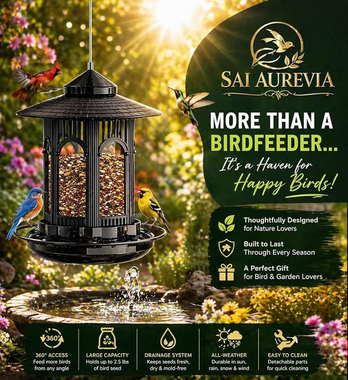 Premium Bird Feeder for Outdoor Hanging | Weather-Resistant & Durable Design | Easy Refill & Clean | Ideal for Garden, Patio & Backyard | Attracts Wild Birds