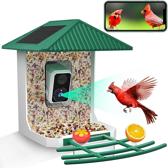 Uniter® 2.5K Smart Bird Feeder with Camera, 5G &2.4G WiFi, Solar Video Birds Feeder with AI Identify Birds Species, Live View, Capture Bird Video, Instant Arrival Alerts, Ideal Gift for Mother's Day