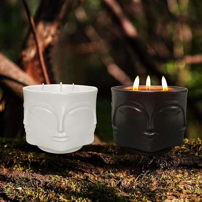 Strong Lavender 3 Wick Black Large Candle, 20oz, Ceramic, Outdoor Scented Candles, 100% Soy, for Home Scented, Yoga, Meditation, Patio, Table Decor, Beautiful Candle Jars