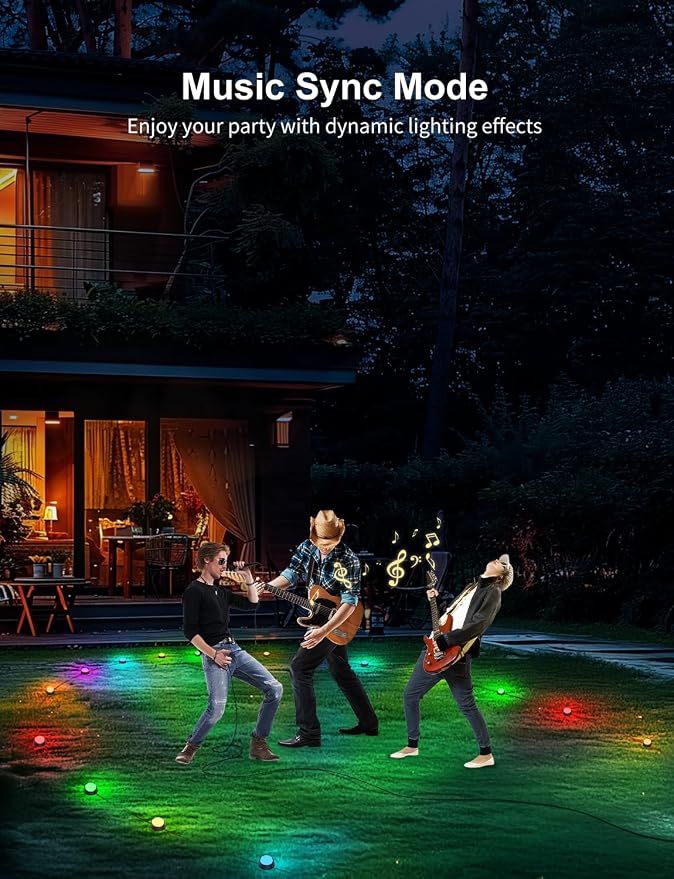 APPECK Outdoor Ground Lights 26 Pack, 58FT RGBCW Pathway Lights Wired, Tunable White Smart Landscape Lights, 111 Scene Modes, for Path Yard Lawn Patio Holiday Party Decor, with App/Remote Control