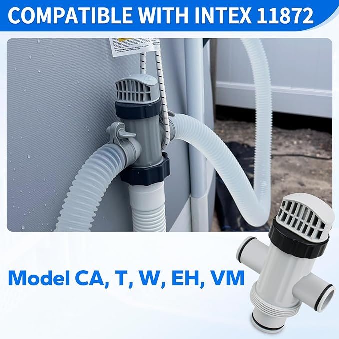 11872 Dual Split Hose Plunger Valve Compatible with Intex Replacement Pool Part Accessory Attachment for Above Ground Pool and Pool Pump Maintenance