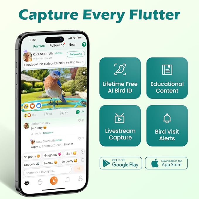 Bird Feeder with Camera, Smart Bird House with Cam for Outside, 2K HD Auto Record Video, AI Identification & Instant Alerts, Solar Powered, Bird Watching Gifts for Family and Birdlovers