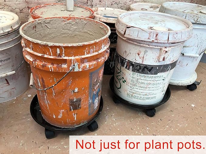 Plant Caddy with Wheels Heavy Duty,4 Pack of Plant Pallet Caddy,Round Potted Plant Stand Mover,Rollers Dolly Trolley Tray with Wheels (15.5" 4pcs Black)