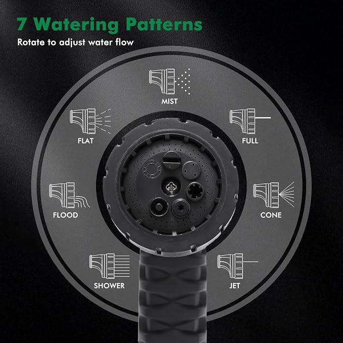 RESTMO Garden Hose Nozzle, Heavy Duty Metal Water Hose Nozzle, Hose Sprayer Nozzle with 7 Adjustable Spray Patterns, High Pressure Nozzle Watering Plants and Lawn, Pet Showering