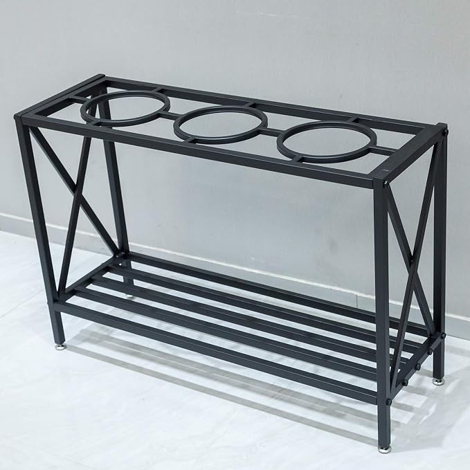 2-Tier Iron Pot Shelves, Plant Stand, Plant Shelf Holder, Flower Display Storage Rack for Outdoor, Indoor, Balcony 35.4’’ x 11.8’’ x 23.6’’