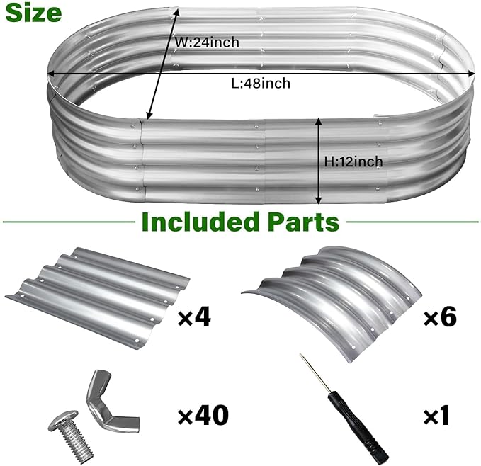 Raised Garden Bed Kit,2 Pack 4x2x1ft Galvanized Garden Beds Outdoor with Safety Edging,Rust-Resistant Garden Bed - Oval Large Metal Planter Box for Vegetables…