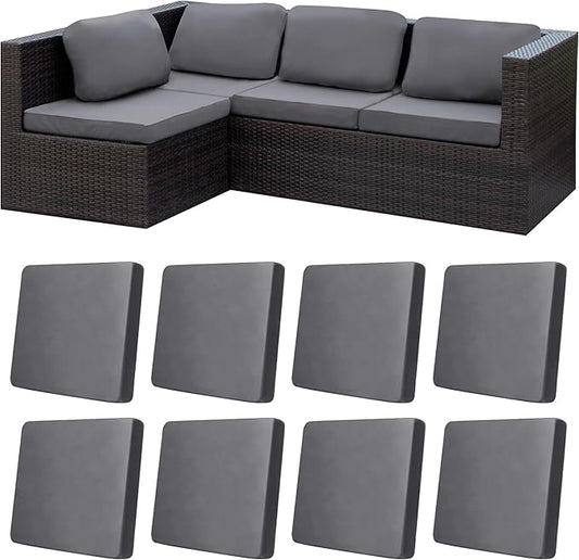 BIETYONE 8Pcs Stretch Patio Cushion Covers,Outdoor Couch Covers Replacement,Outdoor Couch & Sofa Slipcovers,for Patio Furniture Cushion Covers,Washable Reusable Furniture Protector (Gray, Cover Only)