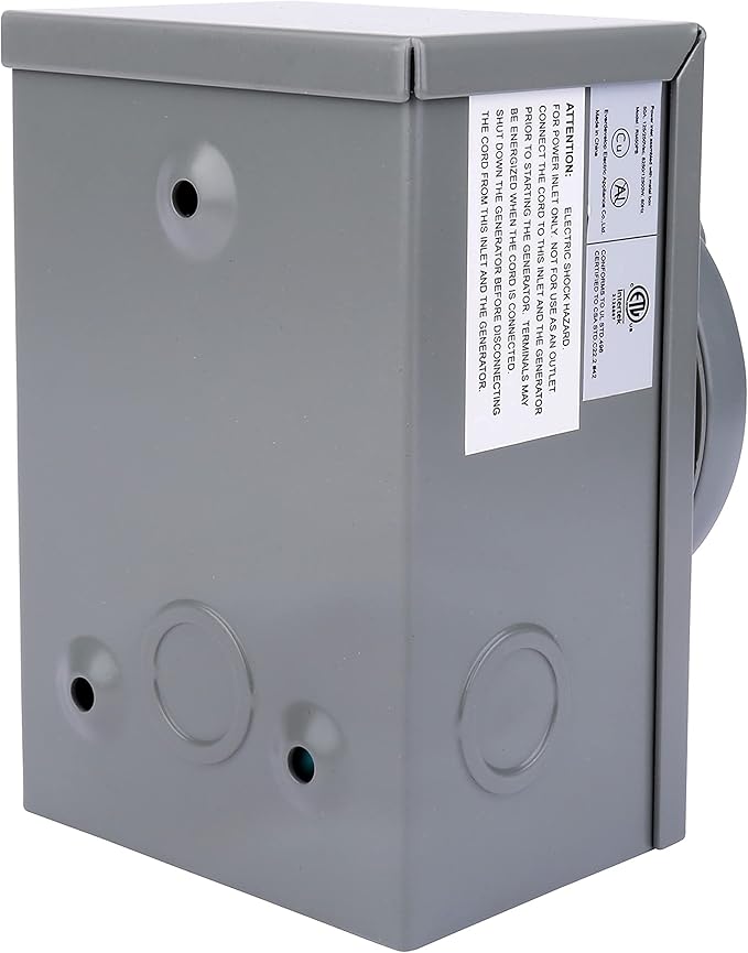 50 Amp Generator Inlet Box - NEMA SS2-50P Power – Waterproof Outlet - RV Outdoor/Indoor Weatherproof Use - 125/250V, Up to 12500 Watts – 3R Plug, ETL Listed