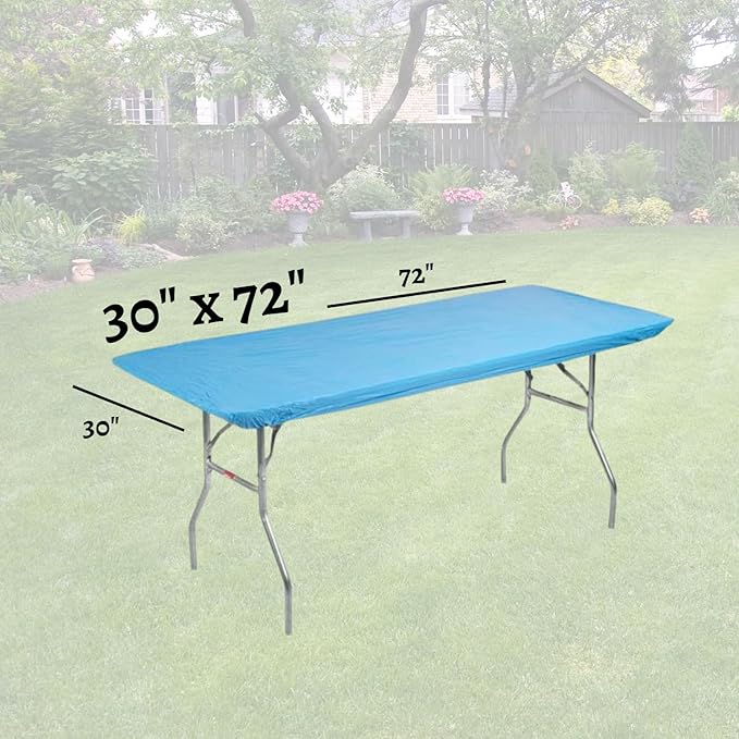 Kwik-Covers 6' Rectangle Plastic Table Covers 30" x 72", Bundle of 5 (Light Blue)