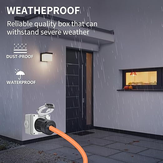 STARELO 30 Amp Locking Female Plug Box NEMA L6-30C Generator Twist Lock Adapter Female Connector,250 Volt,Outdoor dustproof and Weatherproof for generators, Welding Machines, etc.ETL Listed.