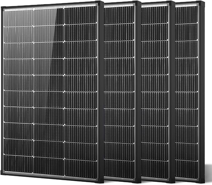 400W Solar Panel, 4PCS 100watt bifacial Solar Panel N-Type 16BB 25.6% High Efficiency 120 Watt Peak IP68 Grade A+ Cells,for RV Trailer Marine Farm Rooftop Off-Grid System (Bifacial 100W*4)