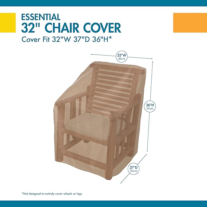 DUCKCOVERS Essential Water-Resistant 32 Inch Patio Chair Cover, Outdoor Chair Covers