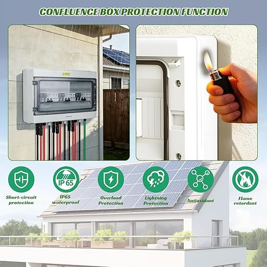 3 in 3 Out Solar Combiner Box,PV Combiner Box with 20A PV Fuse,DC 20A Circuit Breaker and Surge Protector,IP65 Solar Disconnect Switch Box for Indoor Outdoor Solar Panel System (3 in 3 Out 20A 500V)