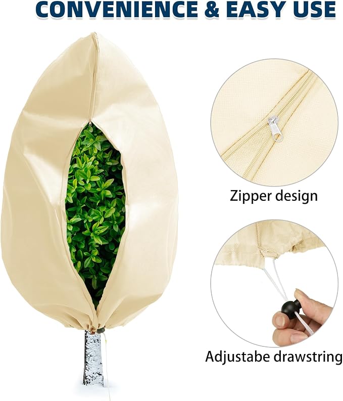 Homimp Frost Protection for Plants,Plant Covers Warm Plant Protection Cover Bags for Winter Frost Cold Weather Shrubs & Trees Jacket Covers (Yellow, 31.5" W x 47.3" H(8 PCS))