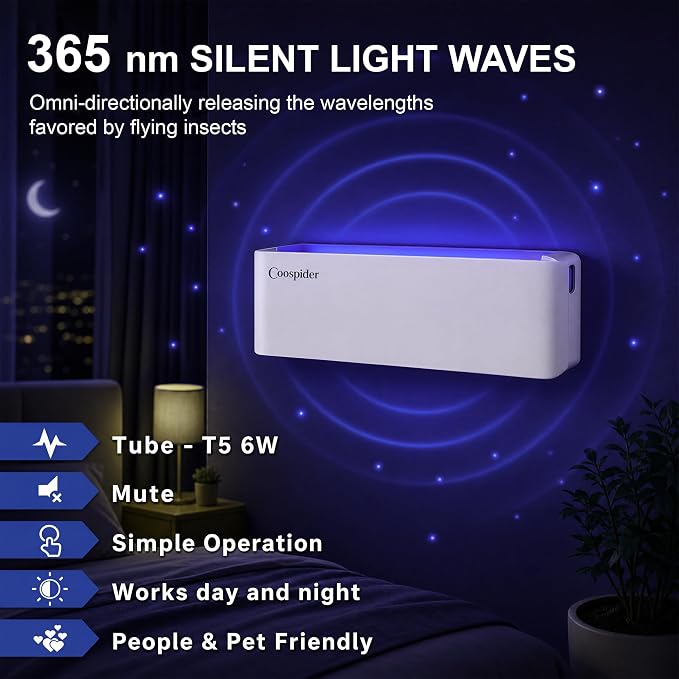 4pack Fly Catcher Indoor,Fruit Fly Traps Indoor for Home,Wall Sconce Fly UV Light Trap for Capturing Flies,Moths, Gnats with 20 Sticky Glue Boards, Bug Catcher Indoor, Light Flying Insect Trap -White