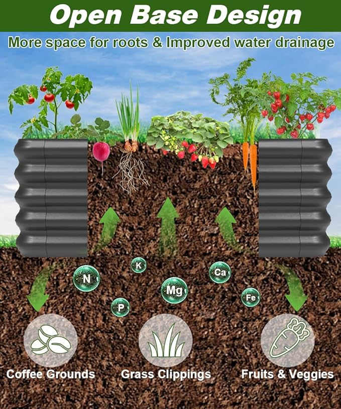 Raised Garden Bed Kit and Lawn Leveling Rake