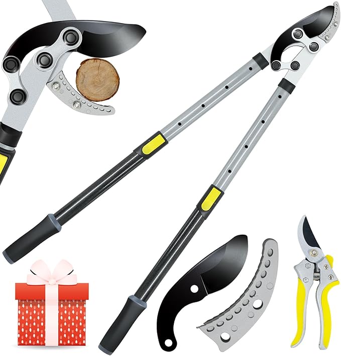 Jardineer Loppers for Tree Trimming Heavy Duty with Compound Action, Labor-Saving Branch Cutter with 2 Inch Capacity, 5-Level Extendable 28-39 Inch Telescoping Handle Tree Trimmer for Yard Work