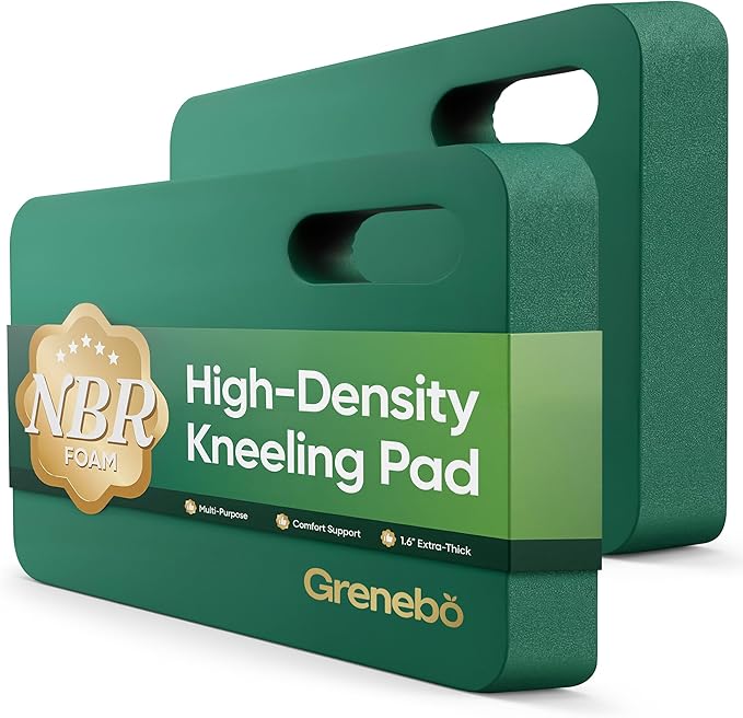 Grenebo 2-Pack 1.6" Extra Thick NBR Foam Garden Kneeling Pads, Ultra Soft Cushion Kneeling Pads for Gardening, Gardening Kneeling Pad for Baby Bathing, Work, Exercise, 17.3×11×1.6 in, Green