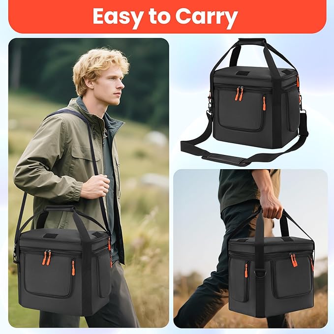 Portable Carrying Bag Compatible with Jackery Explorer 1000 V2, Soft Power Station Storage Case with Padding, Generator Covers with Side Zipper, Multi-Pocket, Shoulder Strap, 13.78*10.23*10.8in