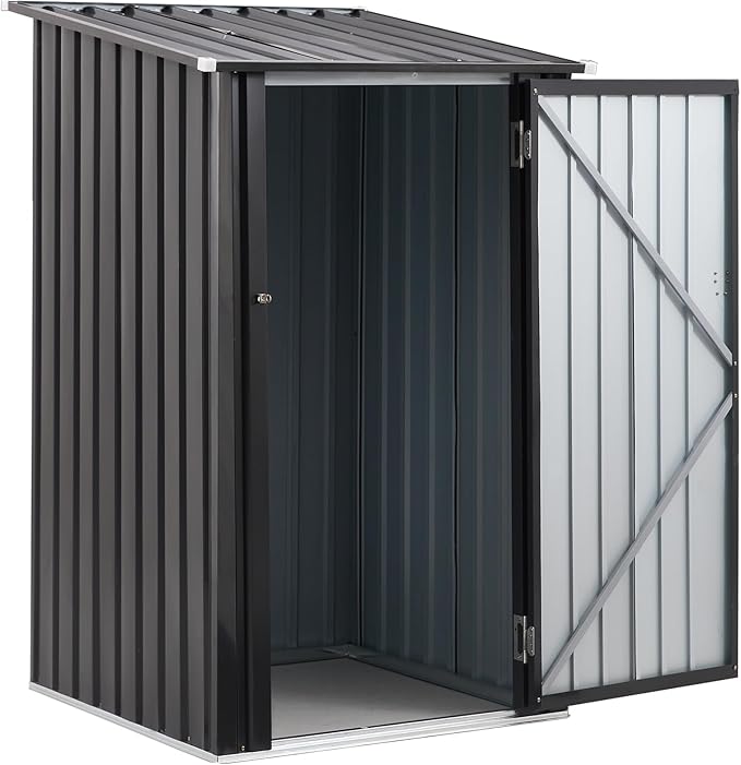 Ball & Cast 3x3 FT Outdoor Storage Shed,Metal Steel Garden Tool Cabinet with Single Lockable Door,Utility Waterproof House Shelter for Shovels, Umbrellas, Antennas, Escalators,Dark Gray