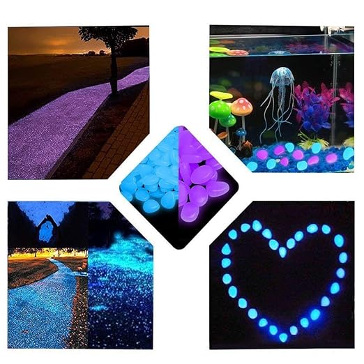1100 Pcs Glow Stones Glowing in The Dark Pebbles Outdoor Decor Fish Tank Gravel Rocks Decoration (Pink in Daytime, Purple in The Dark)