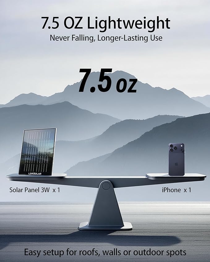 Solar Panel for Security Camera, 3W Solar Charger with Barrel Plug & USB C Port for Outdoor Rechargeable Battery Camera, IP65 Waterproof, 9.8ft Cable, 360°Adjustable Bracket