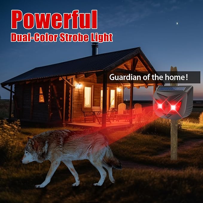 Coyote Deterrent Solar Animal Repellent Outdoor Predator Eyes Animal Deterrent for Deer Fox Skunk Raccoon Predator Light for Chicken Coop Yard Farm,4 Pack