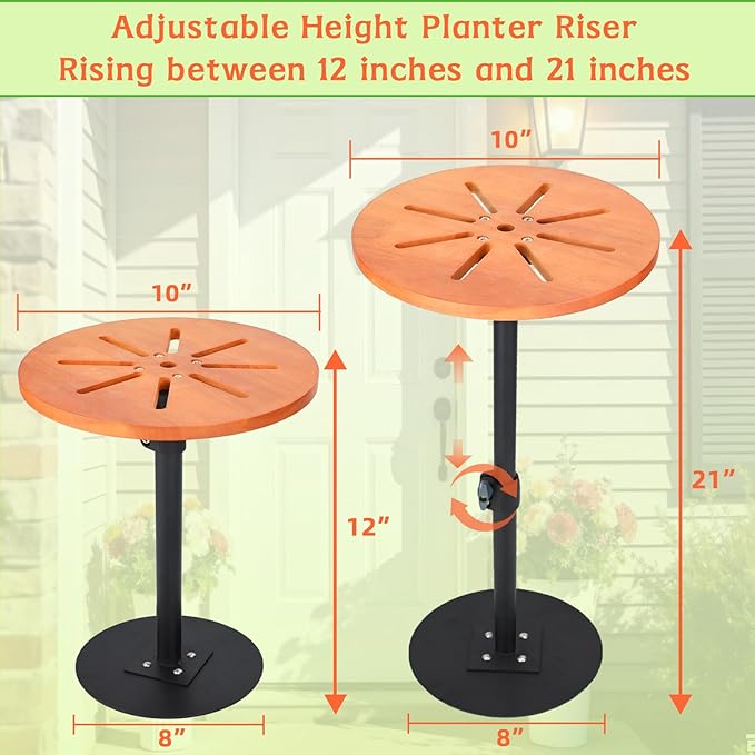 Adjustable Plant Risers for Inside Pots,12-21” Planter Inserts for Large Pots,Planter Filler Lift Insert Bottom of Tall Flower Pot and Large Plant Containers,8" Base, 10" Top-1pack