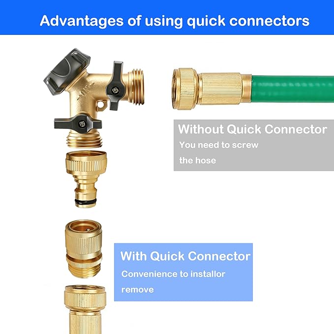 Hourleey Garden Hose Quick Connect, 4 Set Solid Brass 3/4 Inch GHT Thread Garden Hose Quick Connect Fittings, No-Leak Male and Female Water Hose Quick Release Connectors