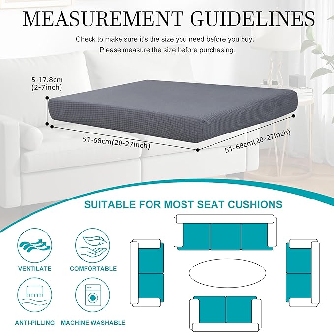 BIETYONE 14Pcs Stretch Patio Cushion Covers,Outdoor Couch Covers Replacement,Outdoor Couch & Sofa Slipcovers,for Patio Furniture Cushion Covers,Washable Reusable Furniture Protector (Grey,Cover Only)