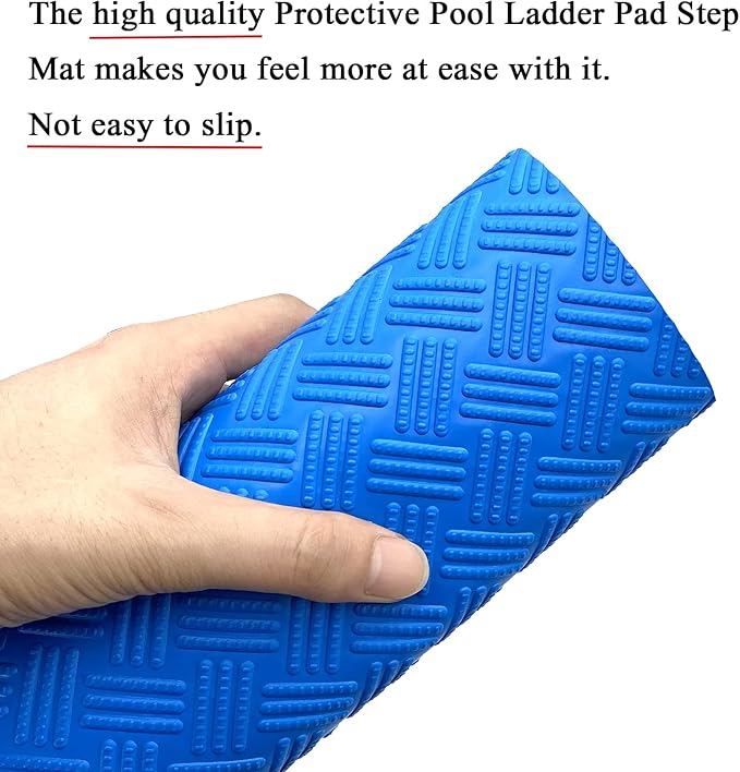 SKARUMMER Swimming Pool Ladder Mat - Protective Pool Ladder Pad Step Mat with Non-Slip Texture, Blue Medium Pool Step Mat, Pool Liner Protection Mat (30 X 36 inch)