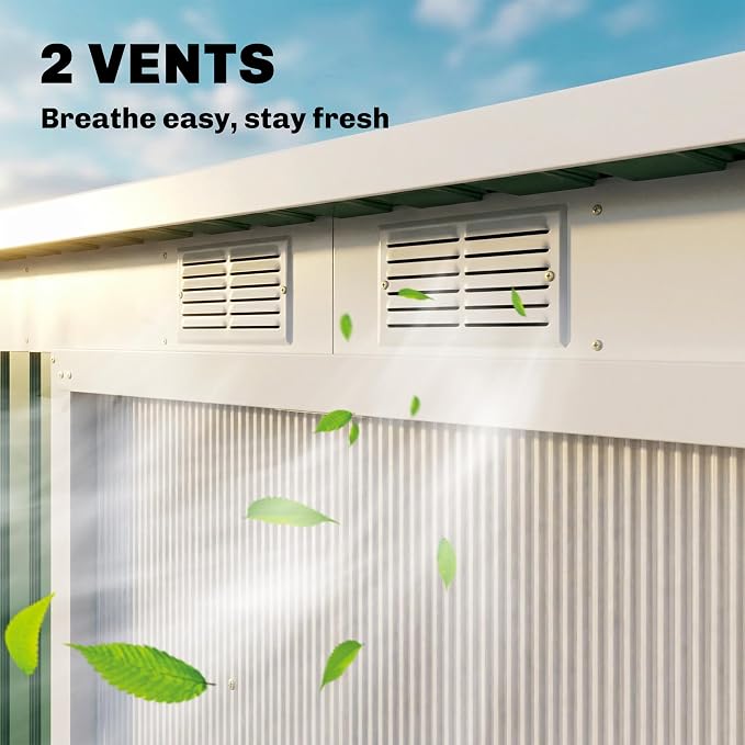 Outsunny 9' x 4' Outdoor Storage Shed, Metal Garden Tool House with Sloping Roof and Lockable Door for Backyard, Bike, Patio, Garage, Lawn, Green