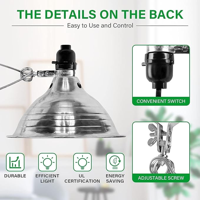 Simple Deluxe Clamp Lamp Light 150 Watt with 8.5 Inch Aluminum Reflector (no Bulb Included), 6 Feet Cord, 1 Pack, Black