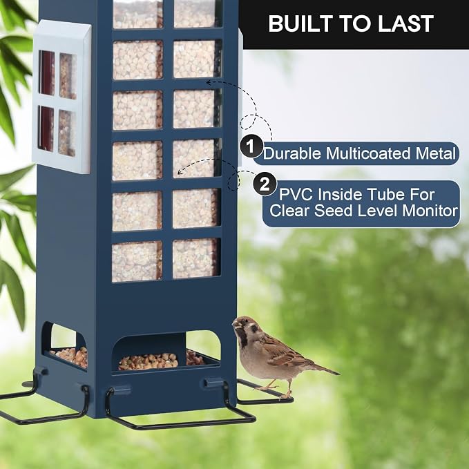 Metal Squirrel Proof Bird Feeder Blue + Metal Squirrel Proof Bird Feeder Red