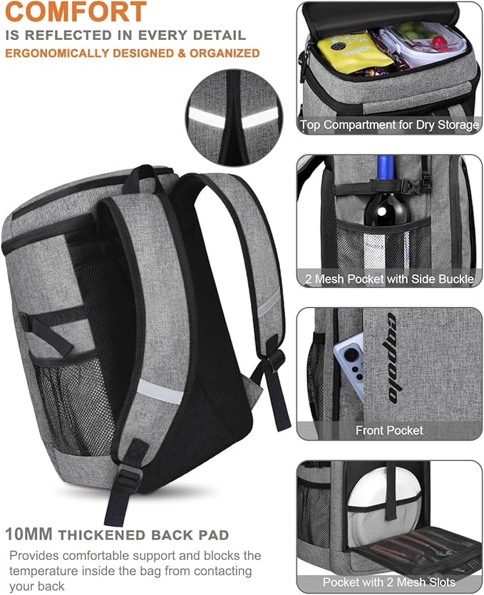 Capolo Cooler Backpack Insulated Waterproof for Women Men,36/45 Cans Lunch Backpack Coolers Leak Proof Soft Cooler Bag Ice Chest for Camping Beach