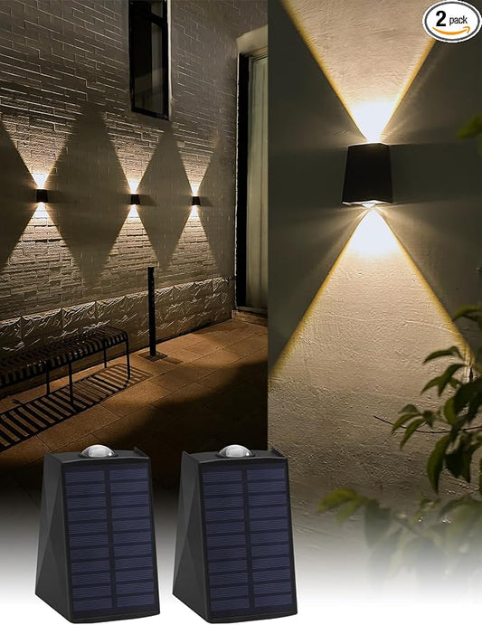 Mrzxy Solar Wall Lights Outdoor Up Down Solar Sconce Lights Outdoor Powered Warm White 3000K Waterproof for Exterior, Garage, Wall, Outside