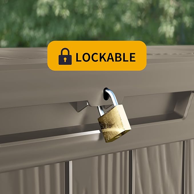Outdoor Storage Deck Box Waterproof, 270 Gallon Large Lockable Patio Storage Bin Chest, Resin Outside Container Seat Bench for Furniture Cushions, Pool Accessories, Garden Tools & Delivery, Grey
