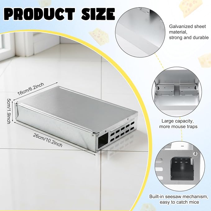 2 Packs Multi Catch Mouse Trap Invisible Mice Trap Rodent Humanized Silver Rat Traps for Indoor Outdoor Rat Control Pet and Security