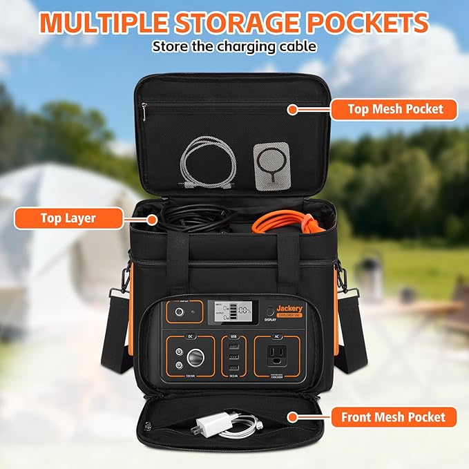 Skureay Portable Carrying Case Compatible with Jackery Explorer 500/500 v2, Flip-top Design, Double-Layer Soft Power Station Storage Bag for Accessories/Charging Cable/Solar Generator
