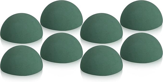 Shihanee 8 Pcs Half Ball Floral Dry Foam Green Round Foam Block Dry Balls Large Flower Craft for Artificial Plant Bouquet Arrangement DIY Craft(5.51 x 2.75 Inches)