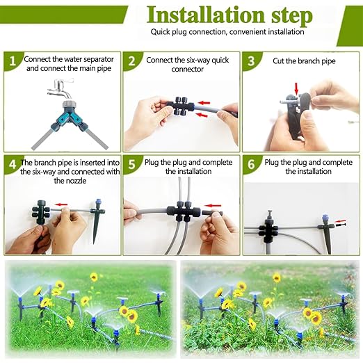 115FT Drip Irrigation Kit,24pcs 1/4 inch Tandem atomizing Nozzle,Quick-Connect Automatic Drip Irrigation System,Suitable for Watering Plants in Flowerpot Elevated Bed.