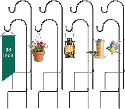 GOFORWILD Shepherd Hook Made of Premium Metal for Garden Decor, Plant Hanger, Lantern Hook, Solar Light Hanging and Wedding Decor, 33 Inch, 8 Pack