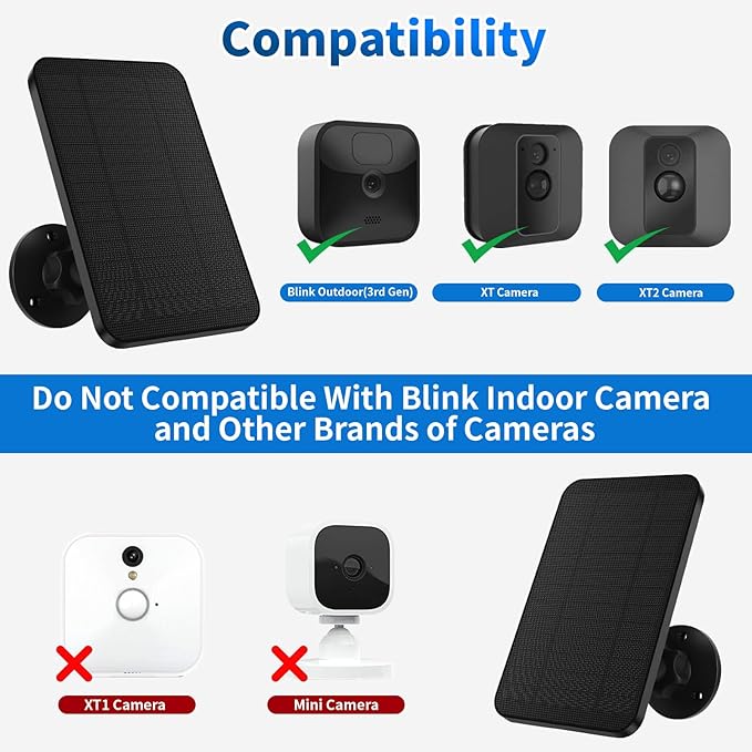 2 Pack Solar Panel for Blink Camera,4W Waterproof Charger with 360° Adjustable Mount & 13ft Cable for Outdoor 3/4 Gen, XT/XT2-with USB-C to Micro USB Port Adapter (for Blink)