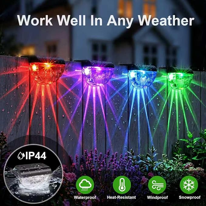 Melunar 8 Pack Solar Deck Lights Outdoor, Solar Step Lights Waterproof for Outside, Yard, Patio, Garden, Pool, Railing, Stairs, Fence (Color Changing)