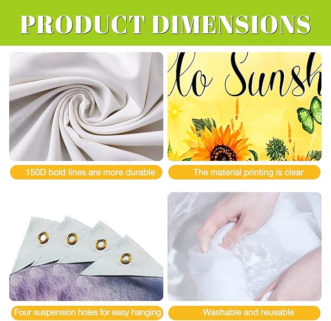 BlissYard Hello Sunshine Backdrop Decoration Sunflower Floral Banner 8x6ft Summer Spring Photo Backdrop Yellow Flower Background for Garden Party Photo Booth Seasonal Event Wall Display