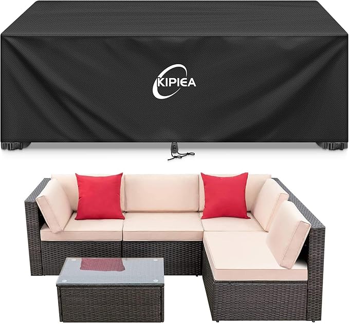 Kipiea Patio Furniture Covers Waterproof Winter, Heavy-Duty 420D Outdoor Patio Furniture Set Covers, No Tears Anti UV No Fading (78" L x 58" W x 28" H)